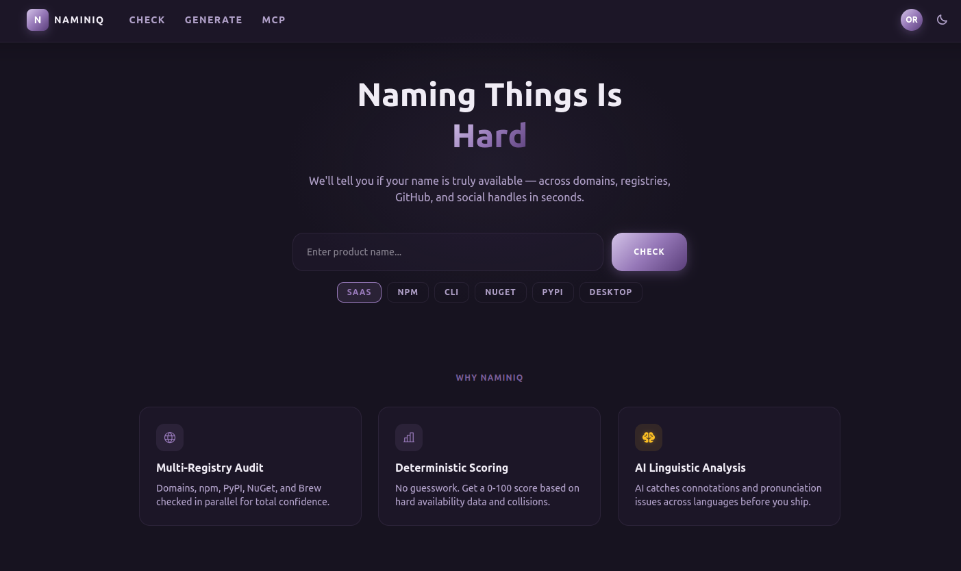Naminiq — Naming Things Is Hard